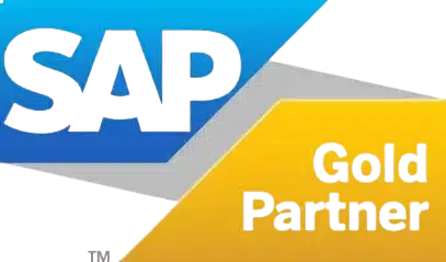 SAP Gold Partner badge with blue and gold ribbons indicating partnership status